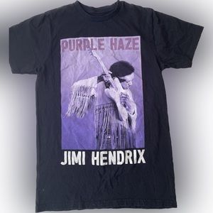 Jimi Hendrix Women's Black and Purple T-shirt Medium
